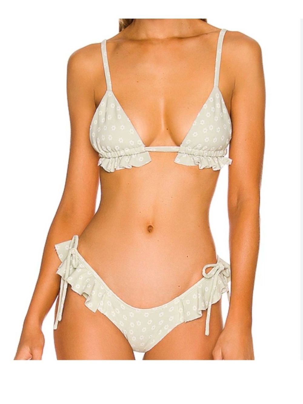 Montec green and white floral bikini SET